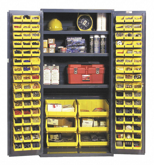 K4911 Bin Cabinet 72 x36 x24 Gray 102YlwBns
