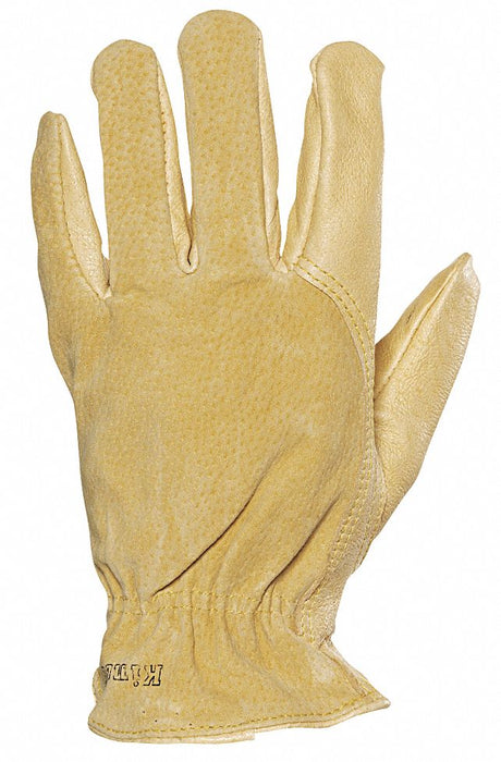 Leather Gloves Pigskin Shirred Tan L PR