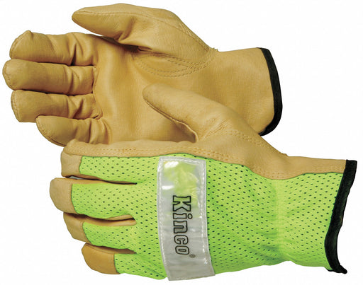 Leather Gloves Hi Vis Pigskin Green M PR