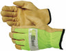 Leather Gloves Hi Vis Pigskin Green M PR
