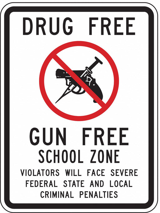 Reflective Drug Free Sign 18x12in Alumin
