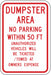 Dumpster No Parking Sign 18 x 12 