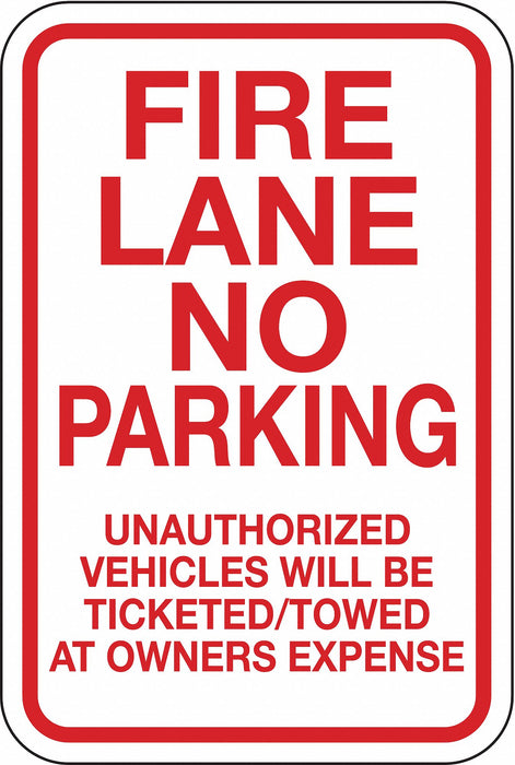 Fire Lane No Parking Sign 18 x 12 