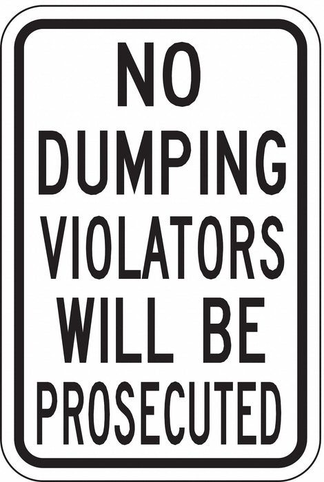 Reflective No Dumping Sign 18x12in Alum