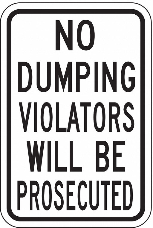 Reflective No Dumping Sign 18x12in Alum