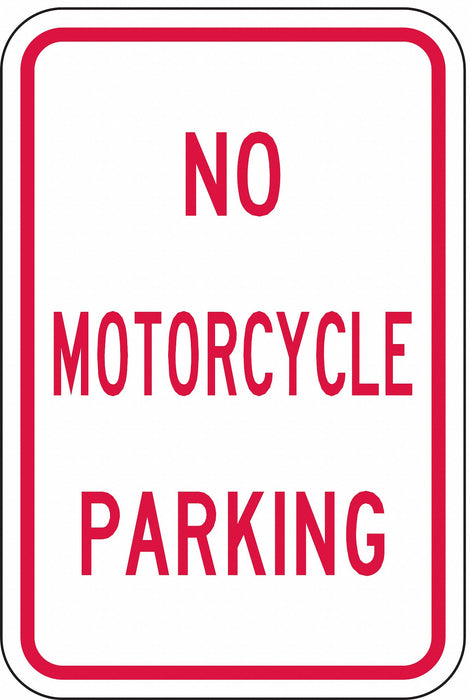 No Motorcycle Parking Sign 18 x 12 