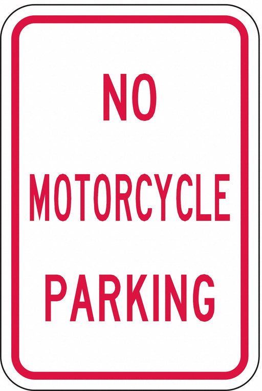 No Motorcycle Parking Sign 18 x 12 