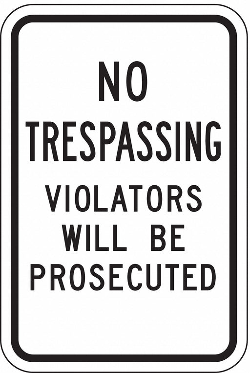 Rflctv No Trespassing Sign 18x12in Alum