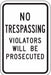 Rflctv No Trespassing Sign 18x12in Alum