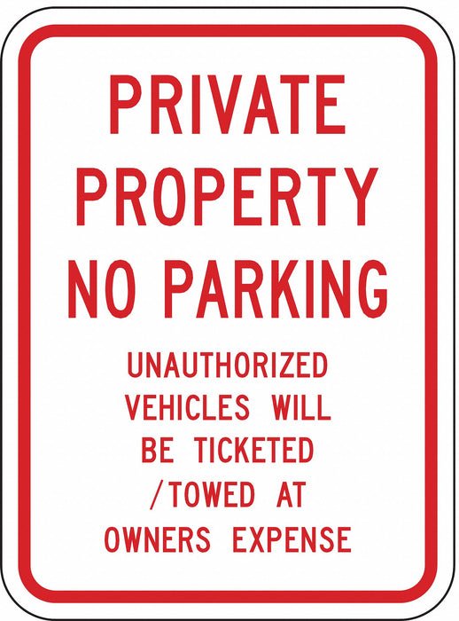 Private Property No Parking Sign 24 x18 