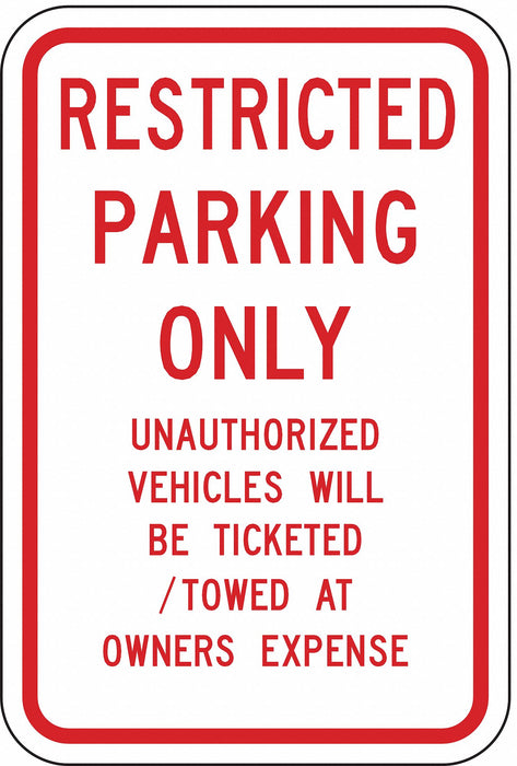 Tow Zone No Parking Sign 18 x 12 