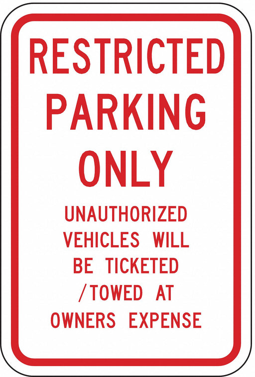 Tow Zone No Parking Sign 18 x 12 