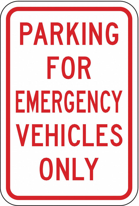 Emergency Vehicle Parking Sign 18 x 12 