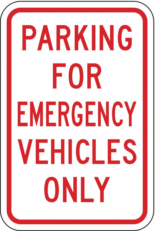 Emergency Vehicle Parking Sign 18 x 12 