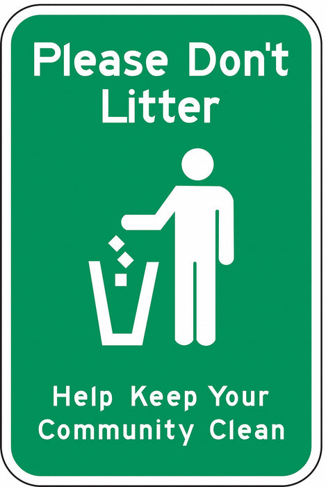 Reflective Litter Sign 18x12in Aluminum