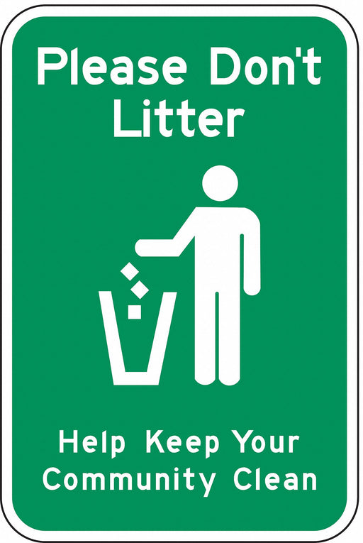 Reflective Litter Sign 18x12in Aluminum