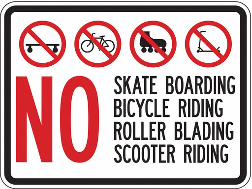 Rflctv No Skateboards Sign 18x24in Alum