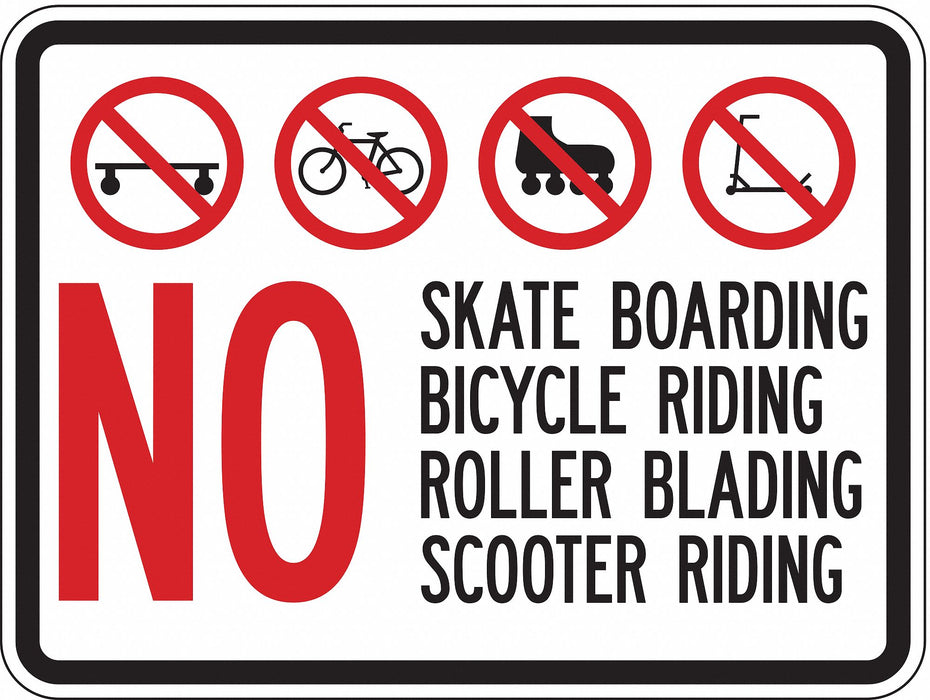 Rflctv No Skateboards Sign 18x24in Alum