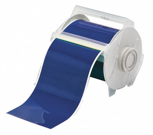 F0283 ContinuousLabelStock Blue Gloss 4inW