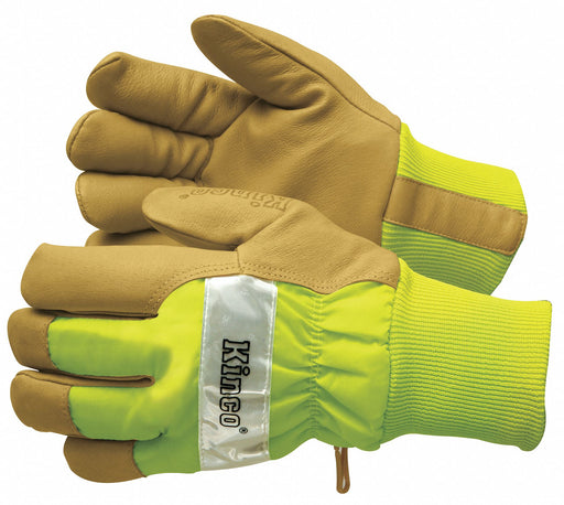 Leather Gloves Insulated Lime Green L PR