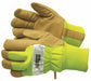 Leather Gloves Insulated Lime Green L PR