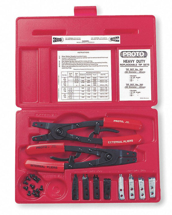 Retaining Ring Plier Set 0 to 90Deg 18pc