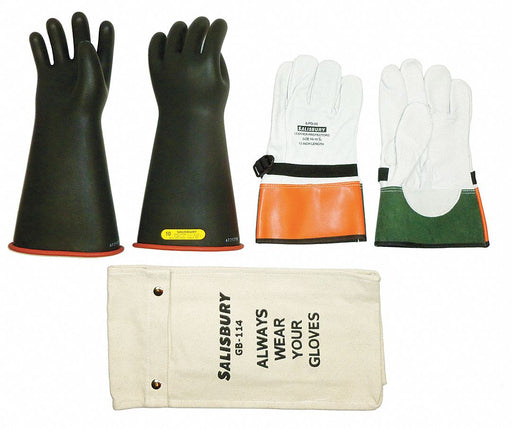 E4077 ElectricInsulatingGloveKit Sz9 Blk Rd PR