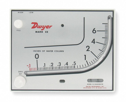 Manometer Inclined Vertical 7in wc Green