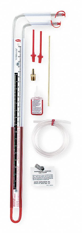 Manometer Inclined Tube 16 in wc Red