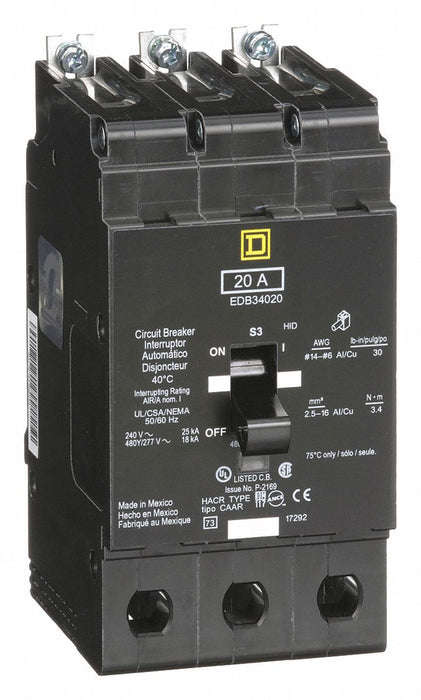 Circuit Breaker 20A Bolt On 277/480V 3P