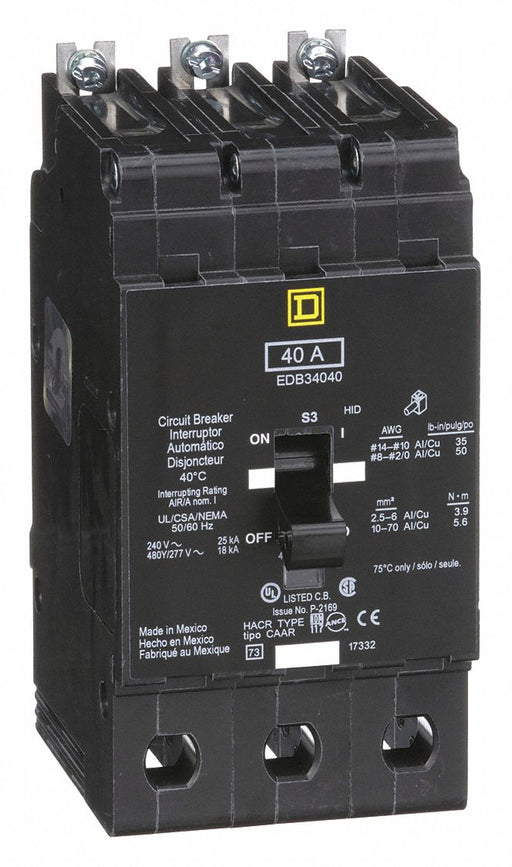 Circuit Breaker 40A Bolt On 277/480V 3P