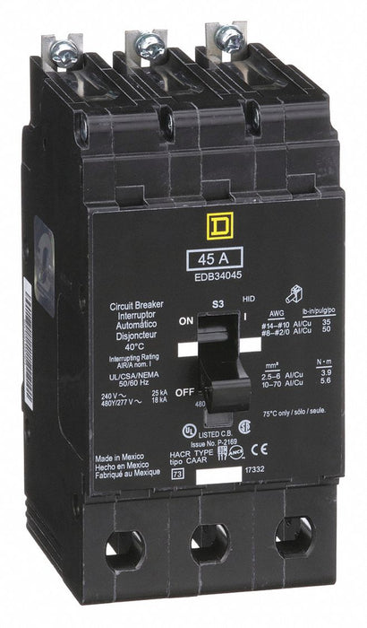 Circuit Breaker 45A Bolt On 277/480V 3P