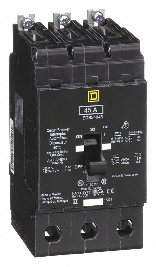 Circuit Breaker 45A Bolt On 277/480V 3P