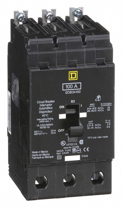 Circuit Breaker 100A Bolt On 277/480V 3P