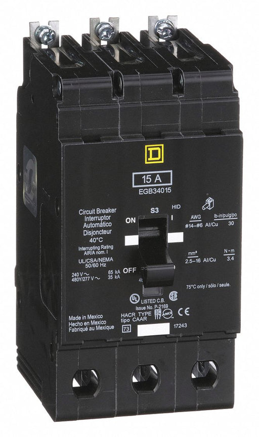 Circuit Breaker 15A Bolt On 277/480V 3P