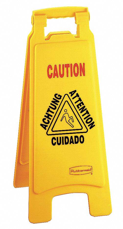 Floor Safety Sign Yellow HDPE 25 in H