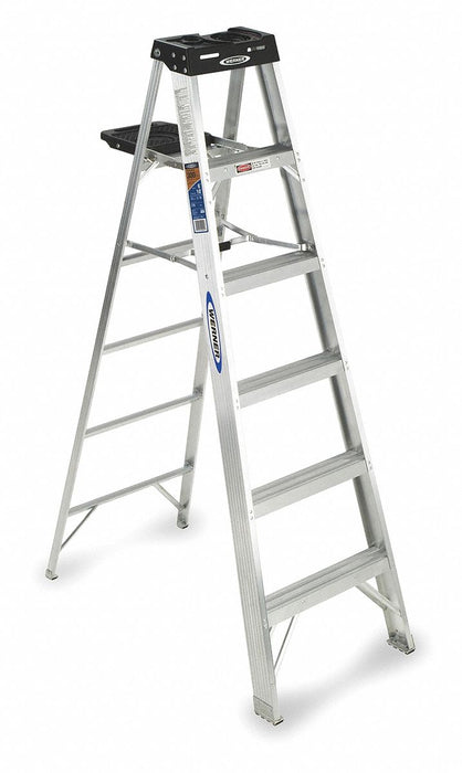 Stepladder Aluminum 6 ft H 300 lb Cap.