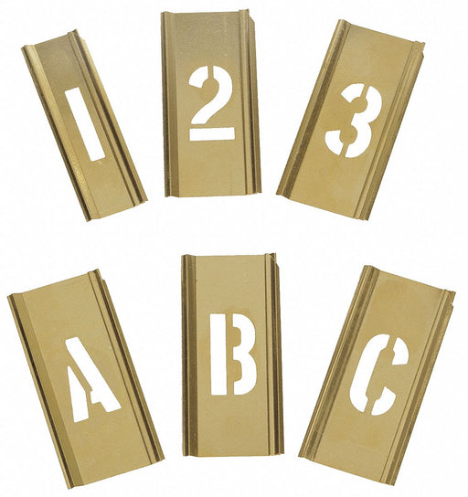 Interlocking Stencil Numb Letters Brass