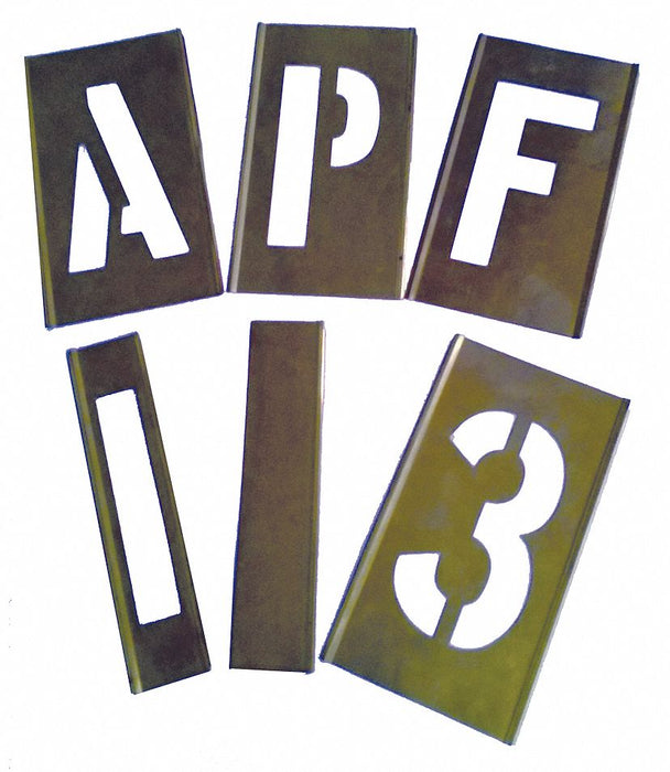 Interlocking Stencil Numb Letters Brass
