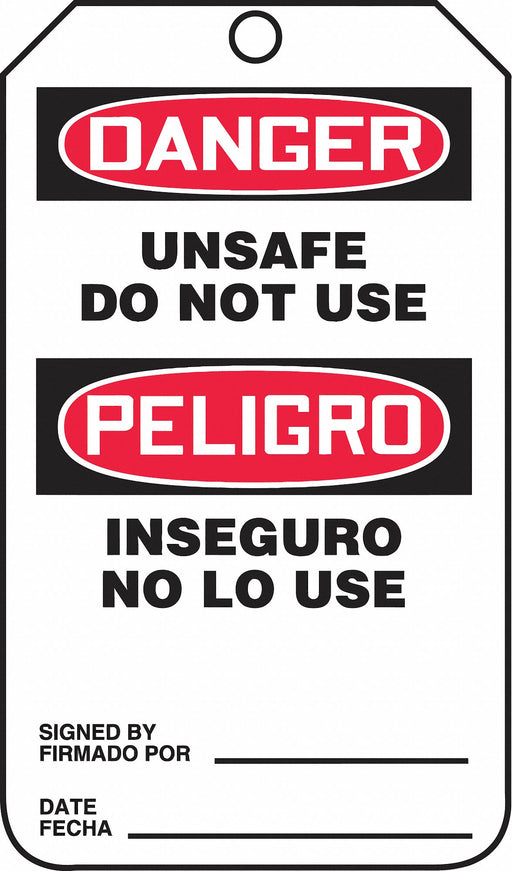 Safty Tag 5 7/8in H 3 3/8in W Plstc PK5