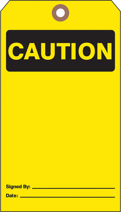 Caution Tag 7 in H 4 in W Cardstock PK25