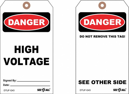 Danger Tag 7 in H 4 in W Cardstock PK25