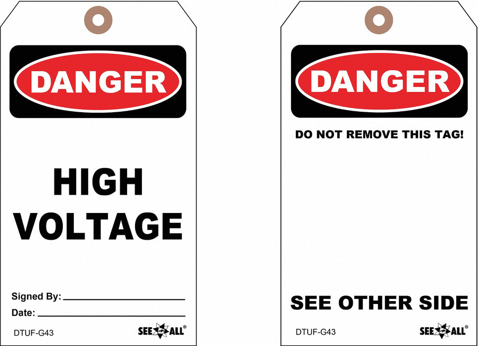 Danger Tag 7 in H 4 in W Cardstock PK25