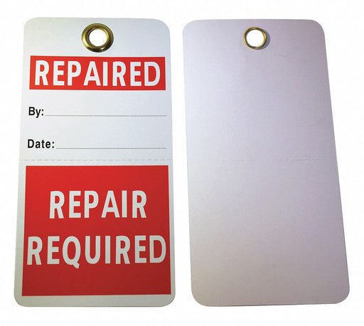 Repair Tag 5-3/4 x 3 In R/Wht PK25