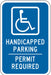 Handicapped Parking Sign 18 x 12 