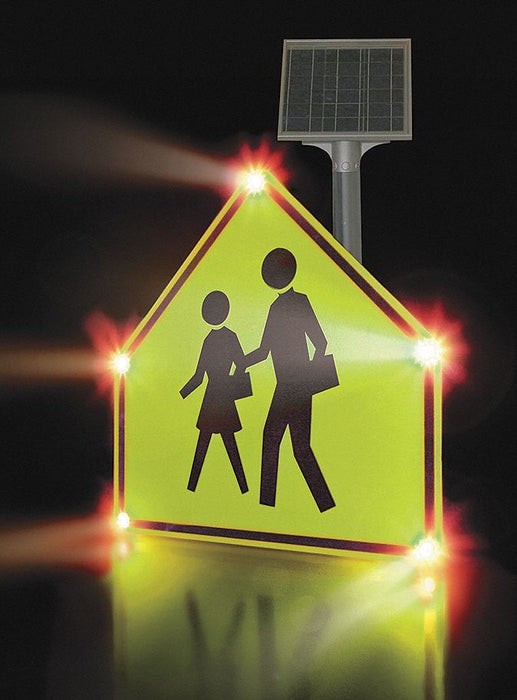 LEDSchoolZoneSign Yellow-Green Solar