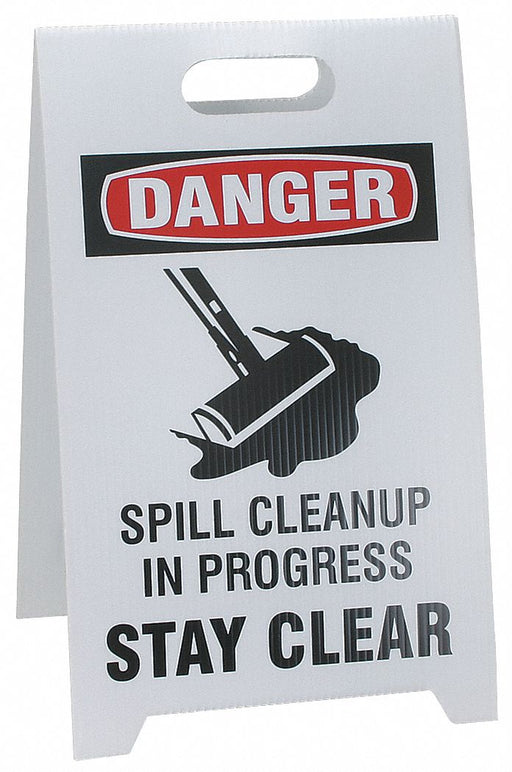 Floor Safety Sign White Plastic 20 in H