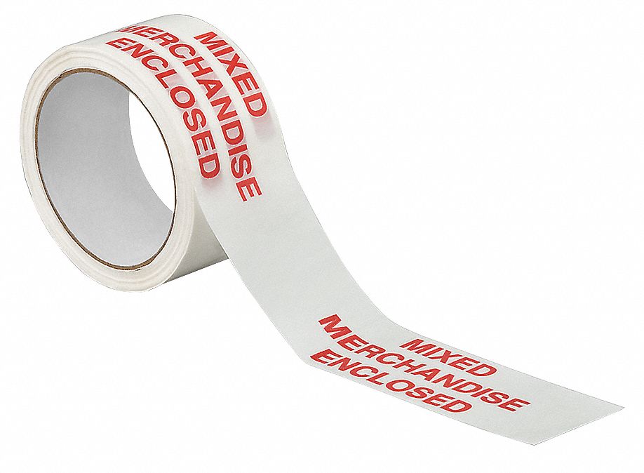 Carton Sealing Tape White with Red Text