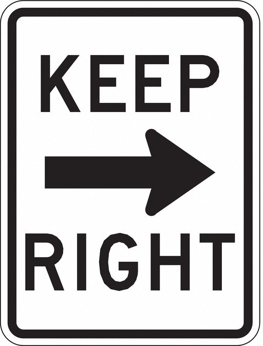Keep Right Traffic Sign 24 x 18 