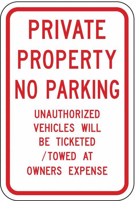 Private Property No Parking Sign 18 x12 
